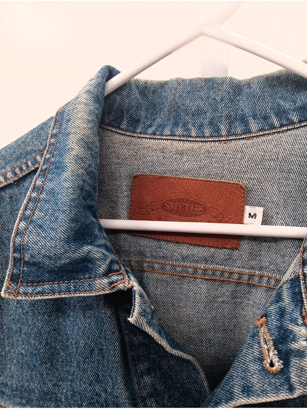 Smythe Denim Jacket Mens Medium Blue Heavy Trucker Jean Coat Cowboy Outdoor - Picture 6 of 10